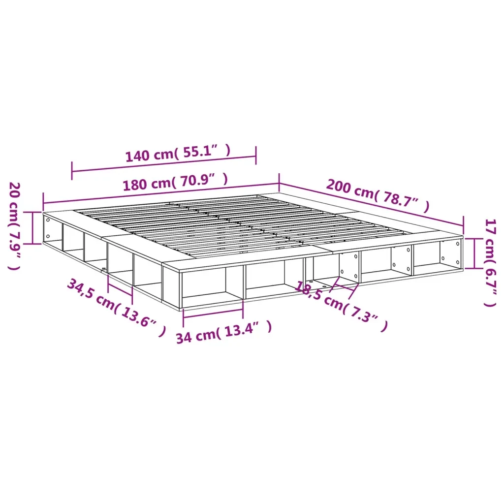 Letto matrimoniale | Letto per adulti | Giroletto Bianco 180x200 cm in Legno Multistrato - Image 10