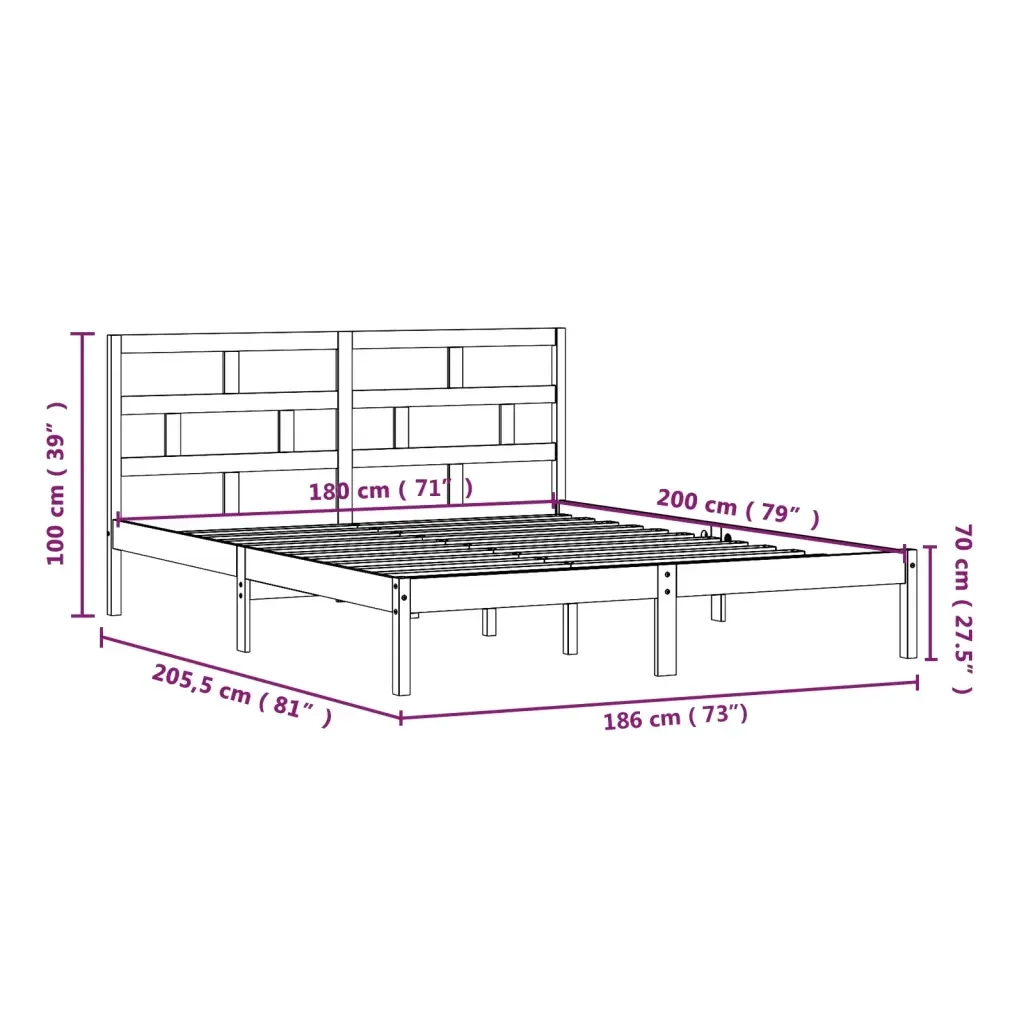 Letto matrimoniale | Letto per adulti | Giroletto Bianco 180x200 cm Super King in Legno Massello - Image 10