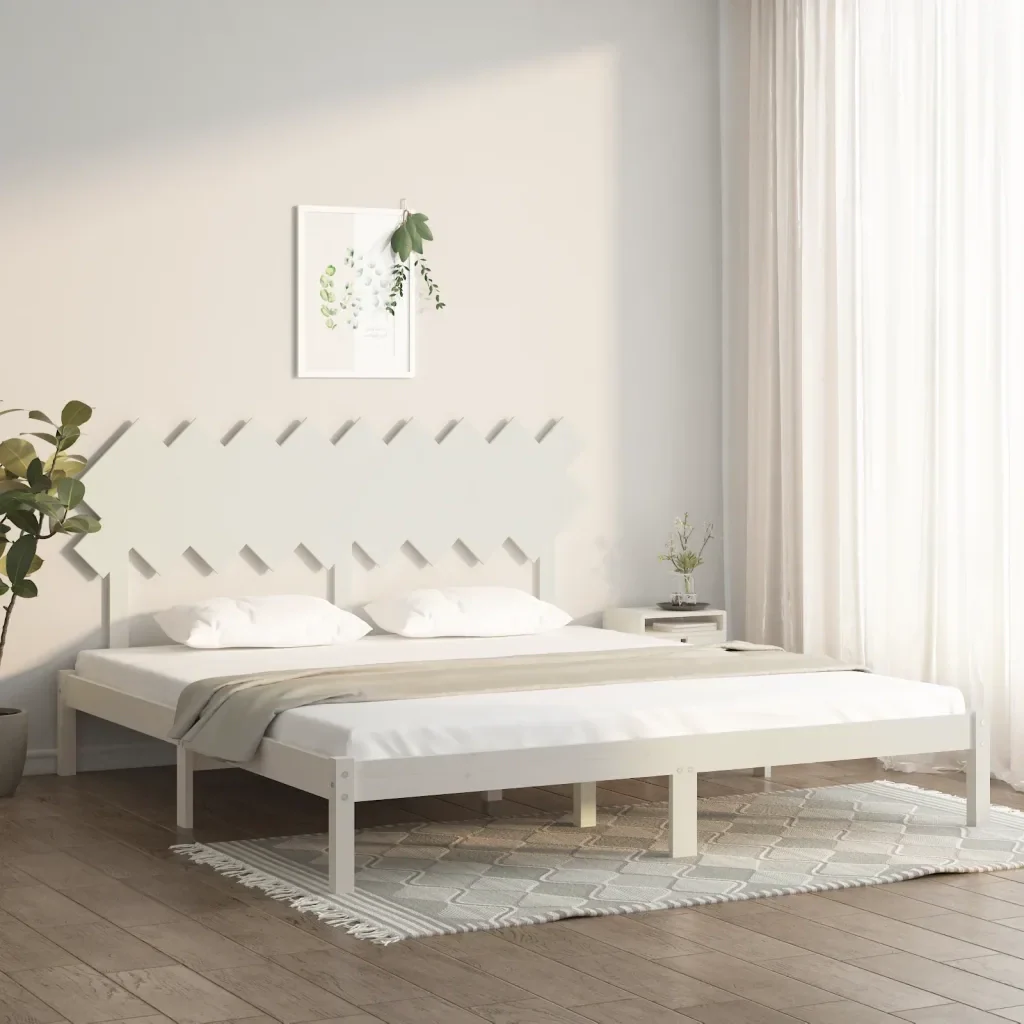Letto matrimoniale | Letto per adulti | Giroletto Bianco 180x200 cm Super King in Legno Massello - Image 2