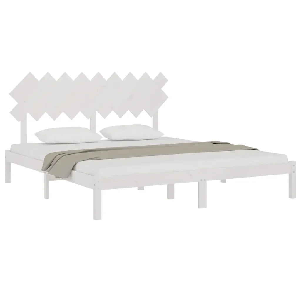 Letto matrimoniale | Letto per adulti | Giroletto Bianco 180x200 cm Super King in Legno Massello - Image 4