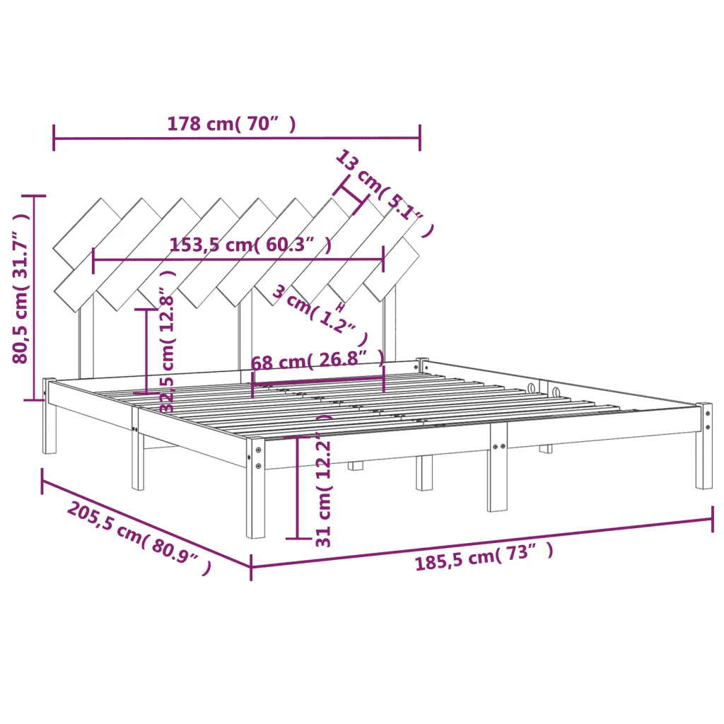 Letto matrimoniale | Letto per adulti | Giroletto Bianco 180x200 cm Super King in Legno Massello - Image 6