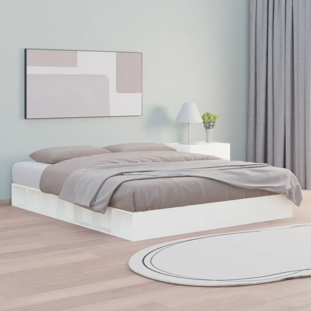Letto matrimoniale | Letto per adulti | Giroletto Bianco 180x200 cm Super King in Legno Massello - Image 2
