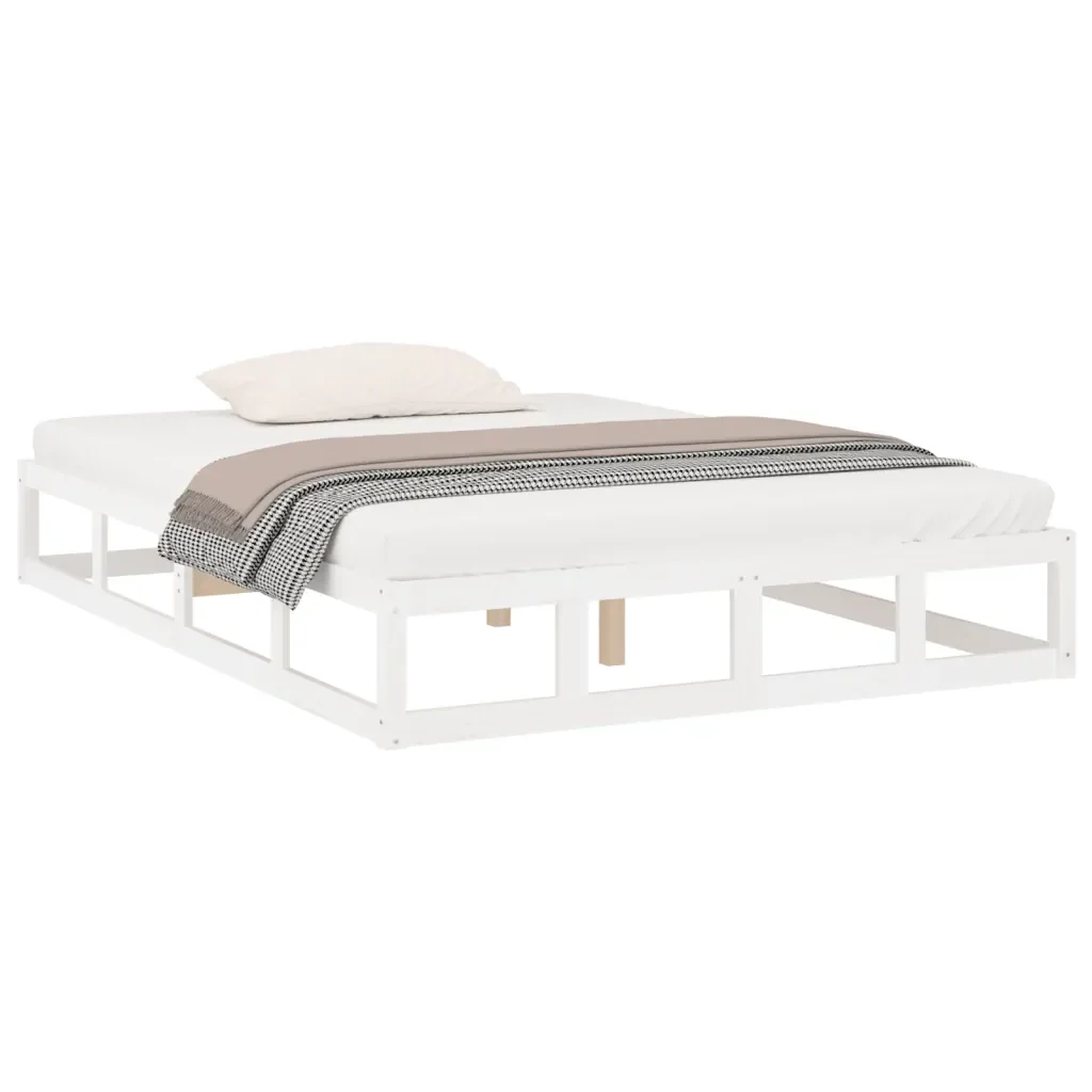 Letto matrimoniale | Letto per adulti | Giroletto Bianco 200x200 cm in Legno Massello - Image 3