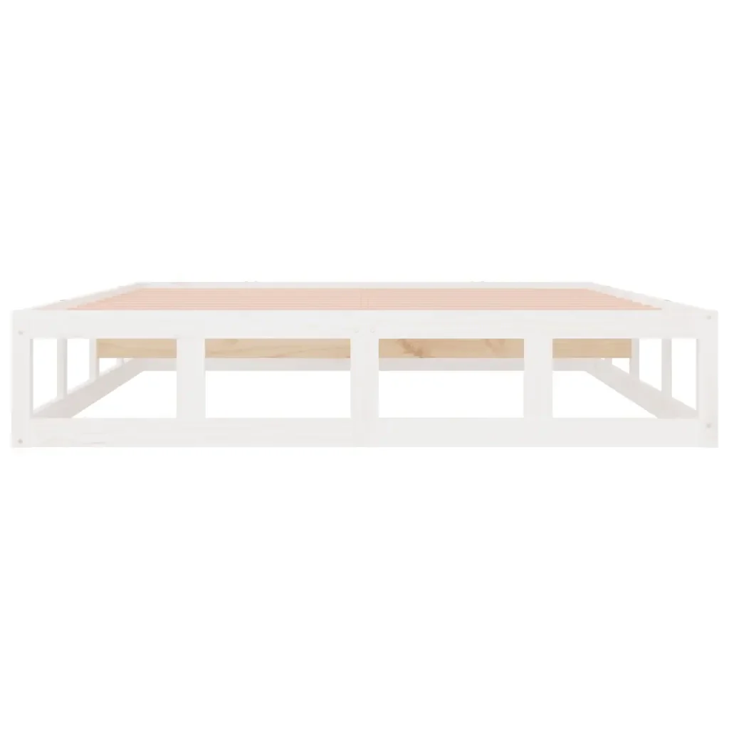 Letto matrimoniale | Letto per adulti | Giroletto Bianco 200x200 cm in Legno Massello - Image 5