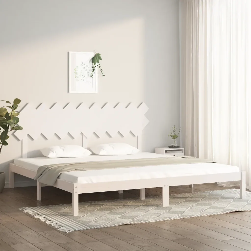 Letto matrimoniale | Letto per adulti | Giroletto Bianco 200x200 cm in Legno Massello - Image 2