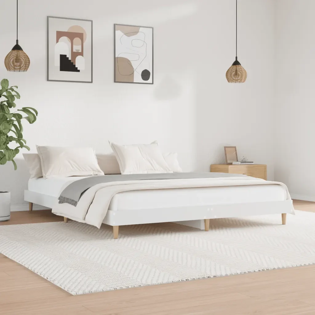 Letto matrimoniale | Letto per adulti | Giroletto Bianco 200x200 cm in Legno Multistrato - Image 2