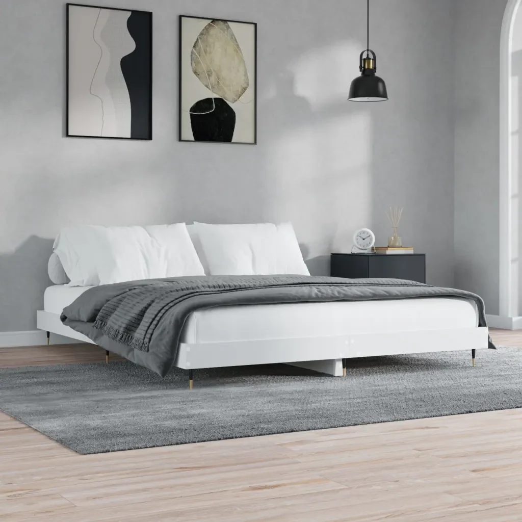 Letto matrimoniale | Letto per adulti | Giroletto Bianco 200x200 cm in Legno Multistrato - Image 4