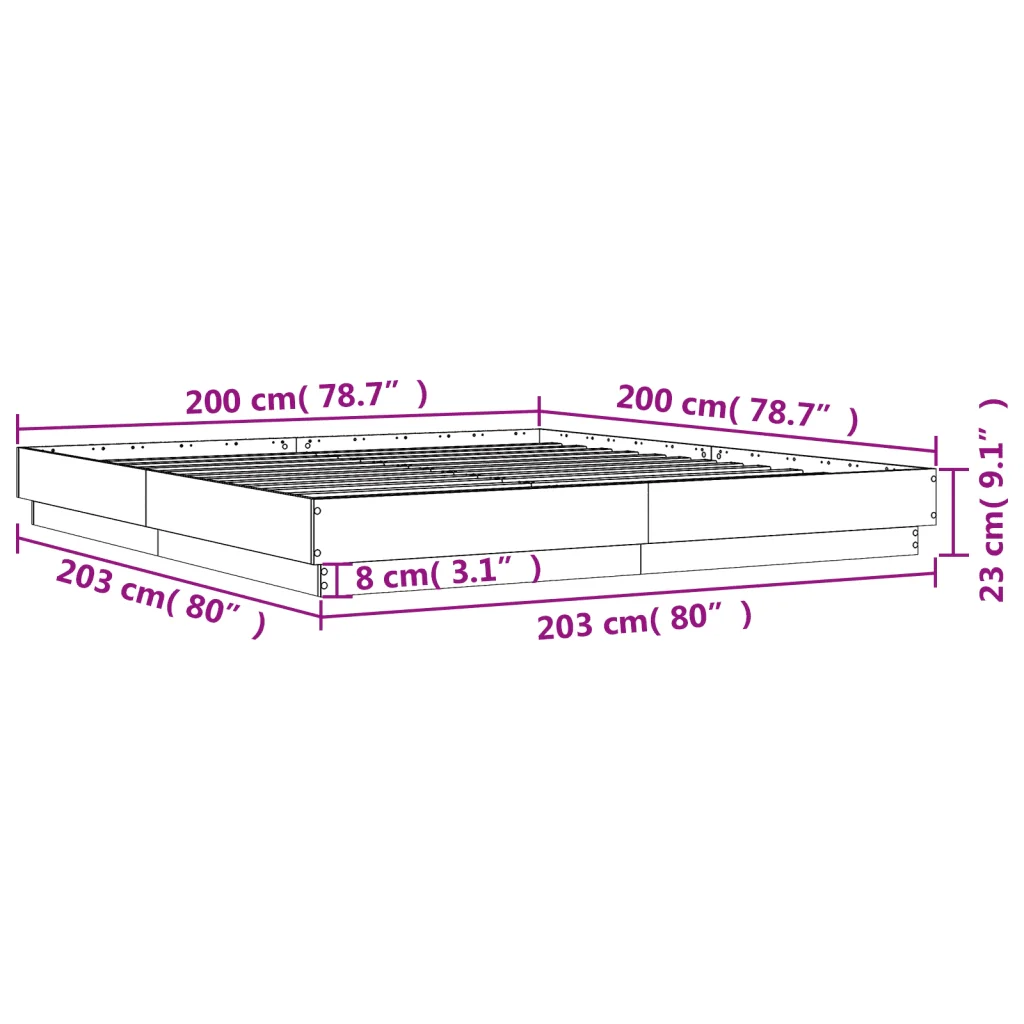Letto matrimoniale | Letto per adulti | Giroletto Bianco 200x200 cm in Legno Multistrato - Image 9