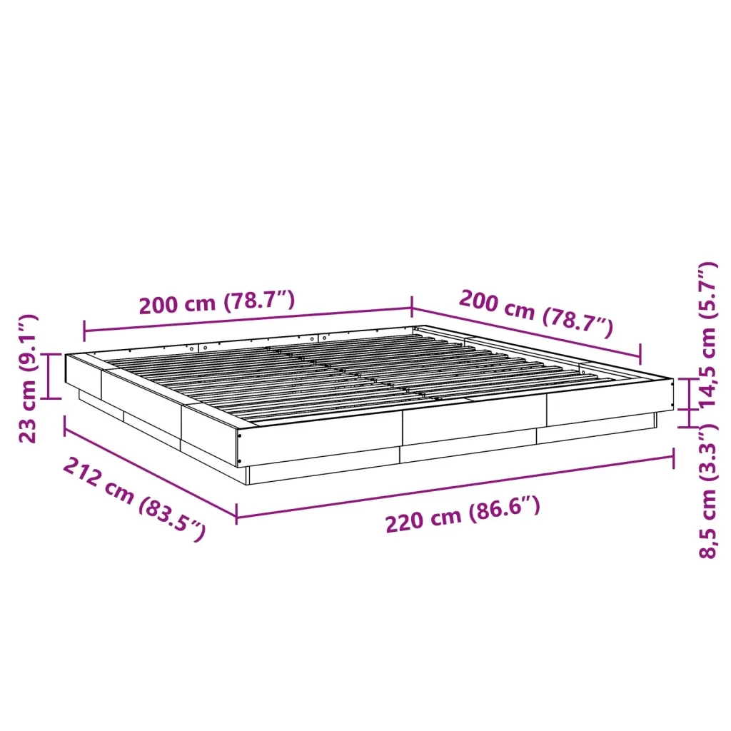 Letto matrimoniale | Letto per adulti | Giroletto Bianco 200x200 cm in Legno Multistrato - Image 10