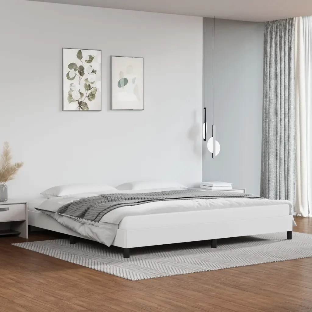 Letto matrimoniale | Letto per adulti | Giroletto Bianco 200x200 cm in Similpelle - Image 2