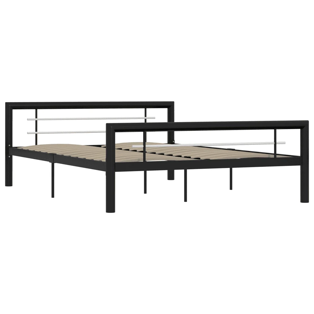 Letto matrimoniale | Letto per adulti | Giroletto Bianco e Nero in Metallo 120x200 cm - Image 2
