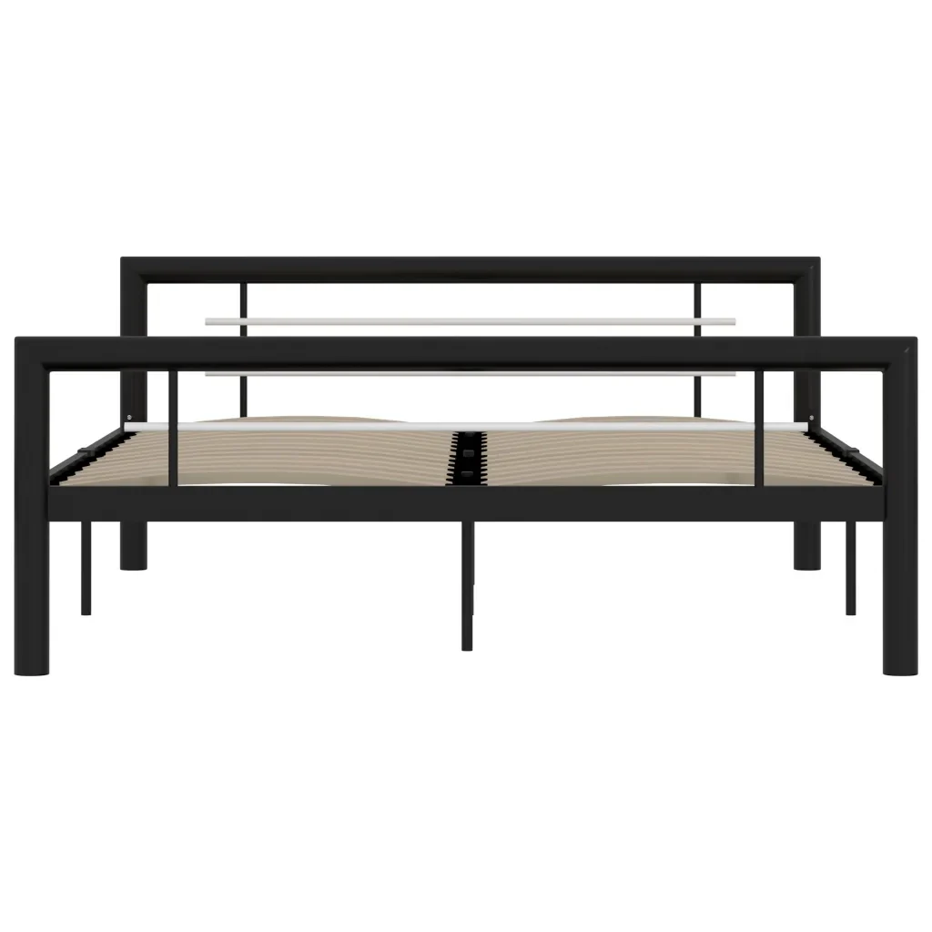 Letto matrimoniale | Letto per adulti | Giroletto Bianco e Nero in Metallo 120x200 cm - Image 3