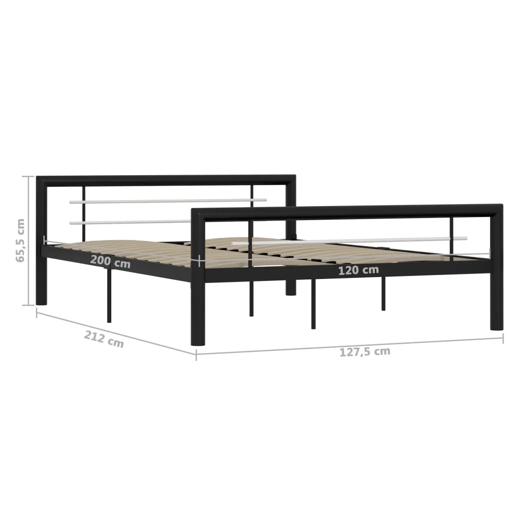 Letto matrimoniale | Letto per adulti | Giroletto Bianco e Nero in Metallo 120x200 cm - Image 6