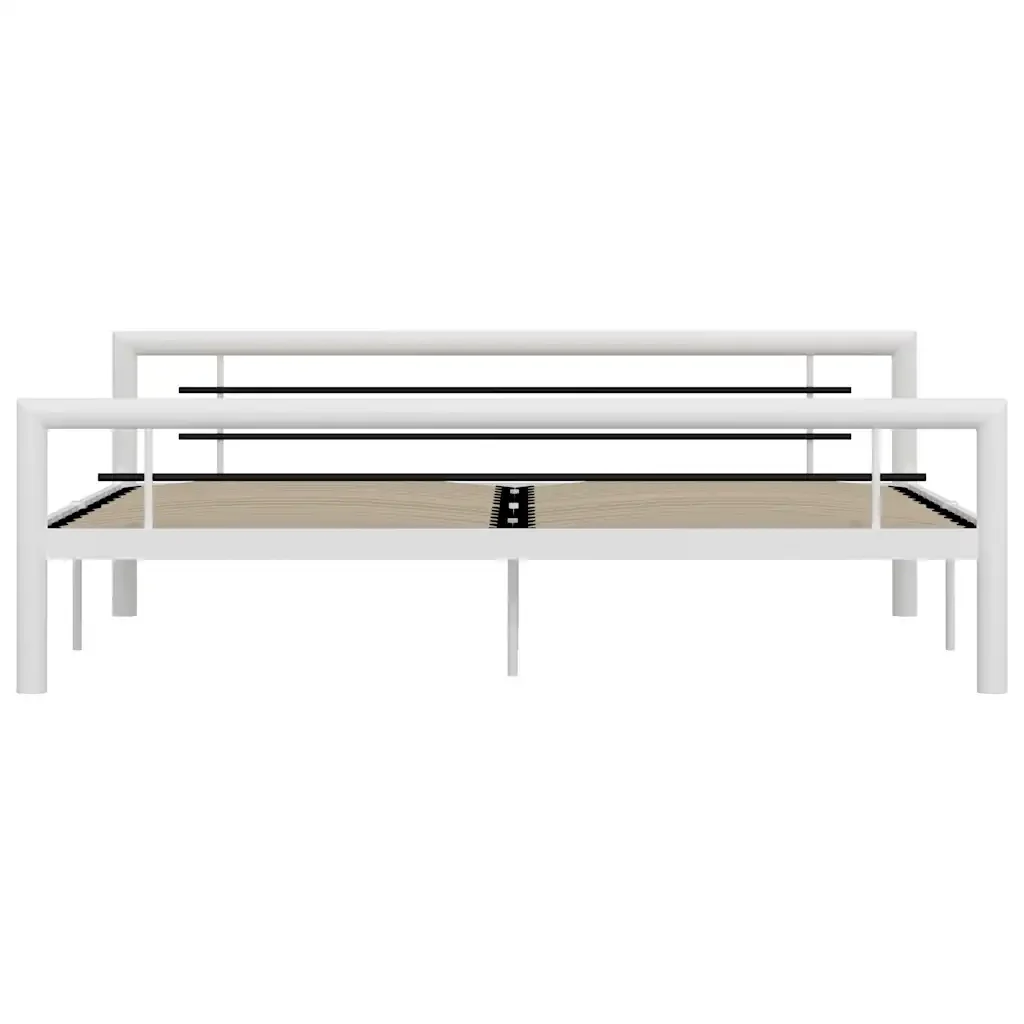 Letto matrimoniale | Letto per adulti | Giroletto Bianco e Nero in Metallo 180x200 cm - Image 3