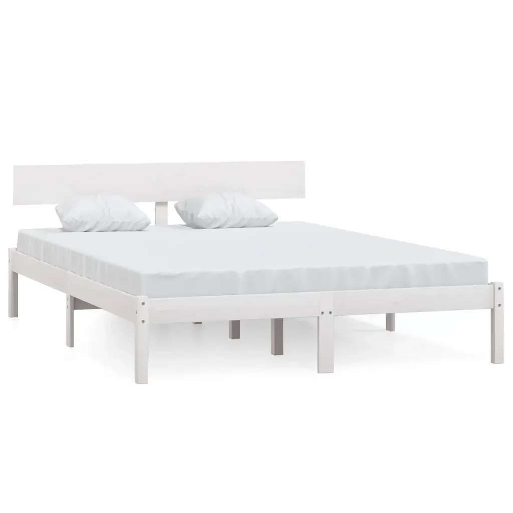 Letto matrimoniale | Letto per adulti | Giroletto Bianco in Legno Massello 120x190 cm Small Double