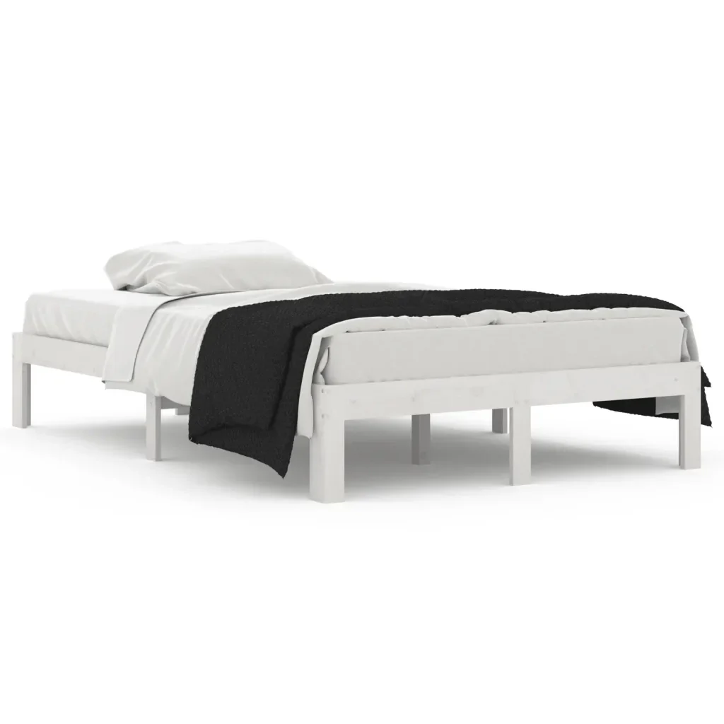 Letto matrimoniale | Letto per adulti | Giroletto Bianco in Legno Massello 120x190 cm Small Double