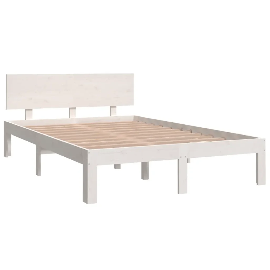Letto matrimoniale | Letto per adulti | Giroletto Bianco in Legno Massello 120x190 cm Small Double - Image 3