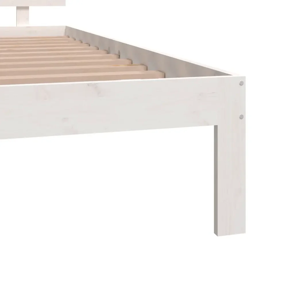 Letto matrimoniale | Letto per adulti | Giroletto Bianco in Legno Massello 120x190 cm Small Double - Image 6