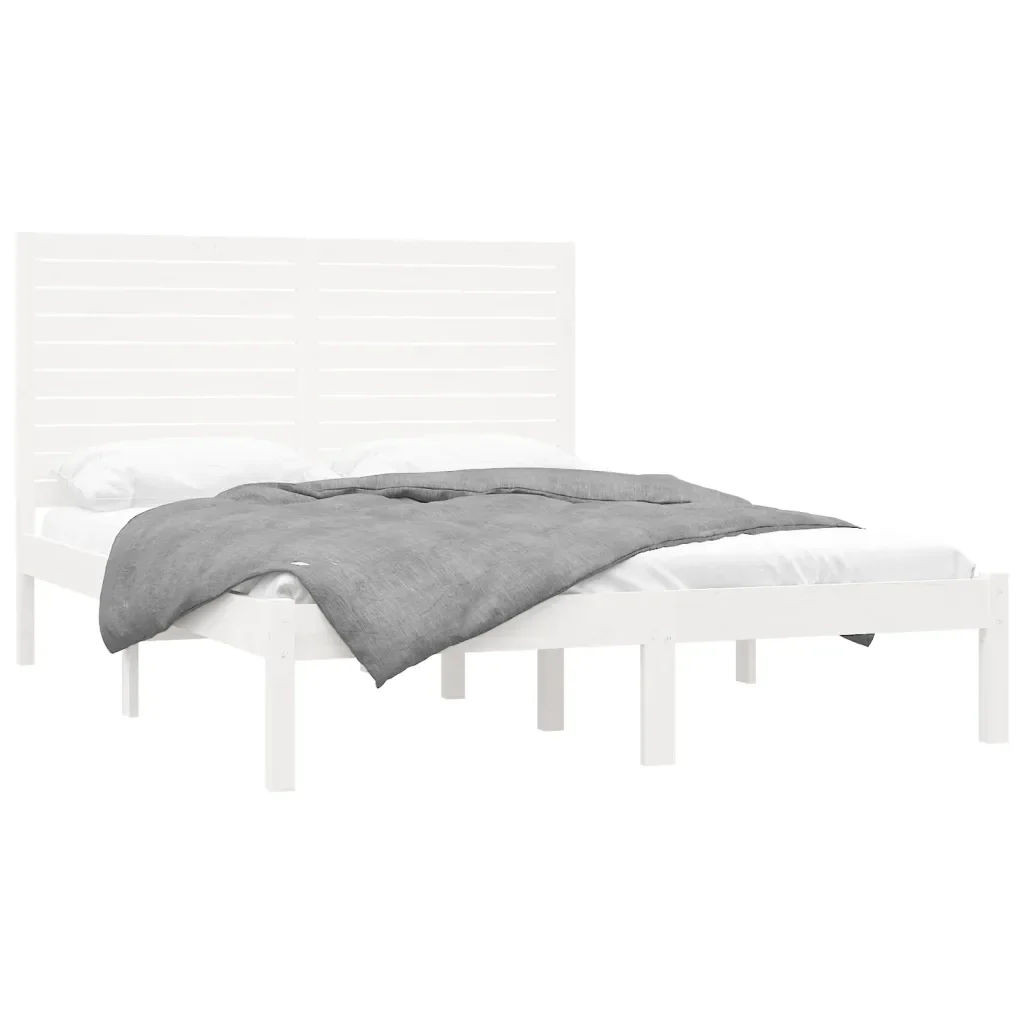 Letto matrimoniale | Letto per adulti | Giroletto Bianco in Legno Massello 120x200 cm - Image 4
