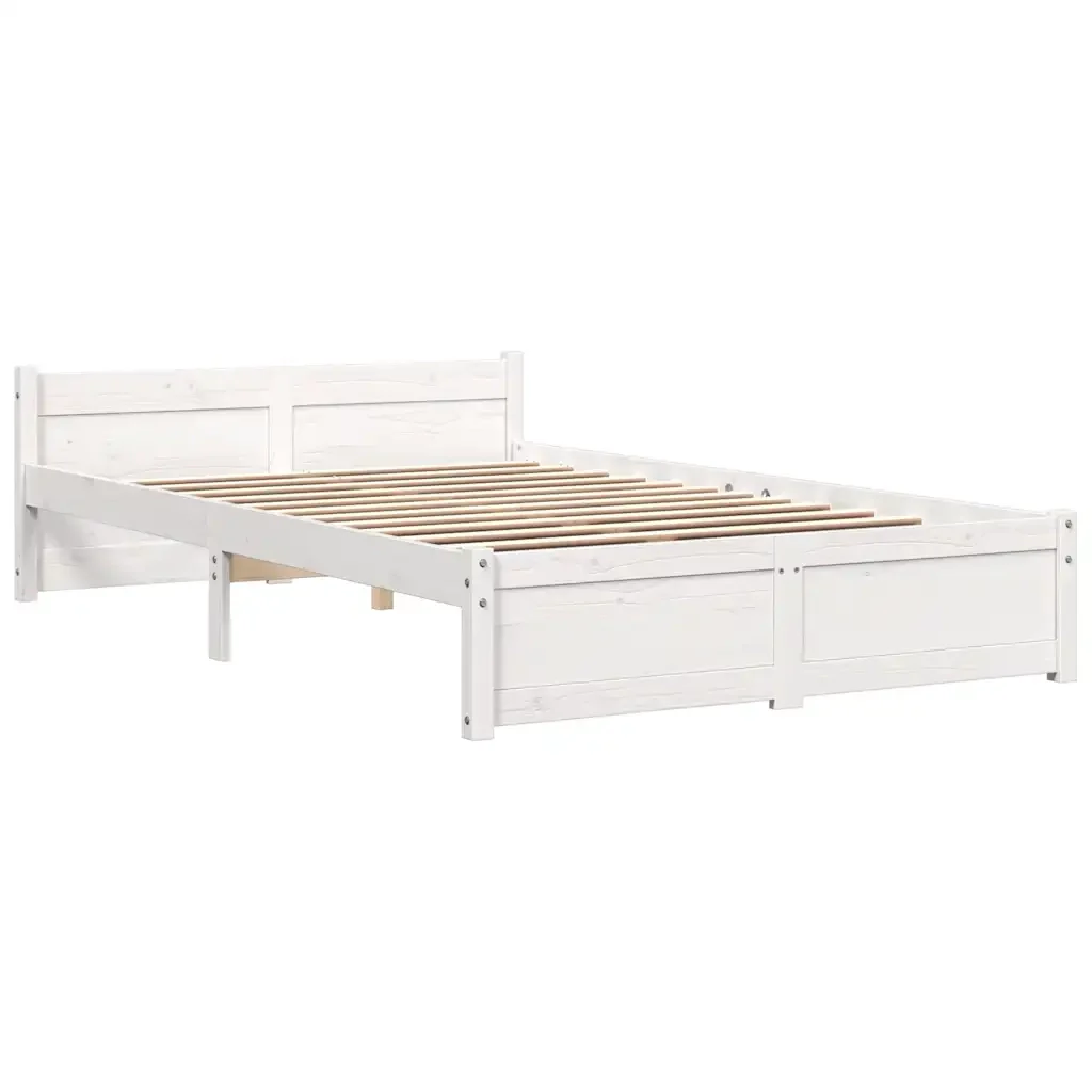 Letto matrimoniale | Letto per adulti | Giroletto Bianco in Legno Massello 120x200 cm - Image 3