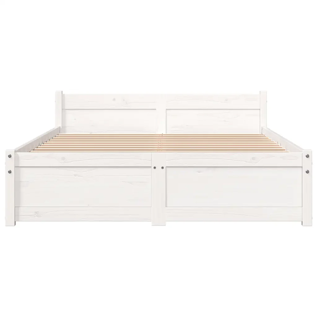 Letto matrimoniale | Letto per adulti | Giroletto Bianco in Legno Massello 120x200 cm - Image 4