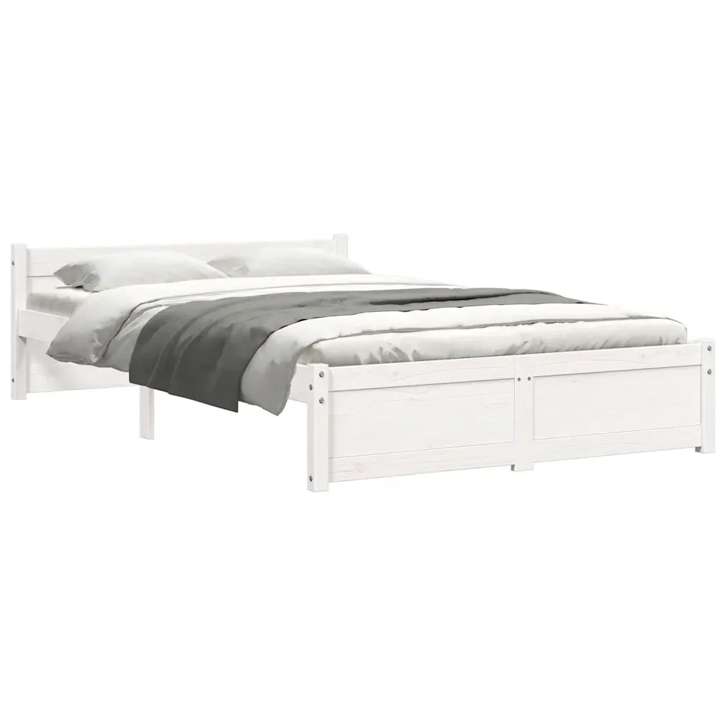 Letto matrimoniale | Letto per adulti | Giroletto Bianco in Legno Massello 120x200 cm - Image 7