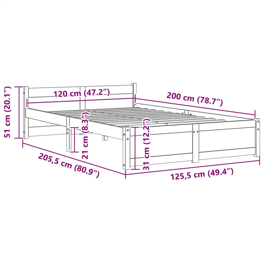 Letto matrimoniale | Letto per adulti | Giroletto Bianco in Legno Massello 120x200 cm - Image 9