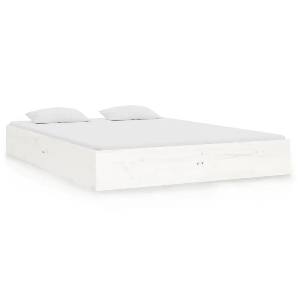 Letto matrimoniale | Letto per adulti | Giroletto Bianco in Legno Massello 135x190 cm Double