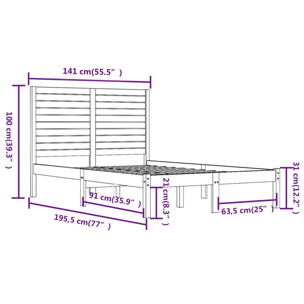 Letto matrimoniale | Letto per adulti | Giroletto Bianco in Legno Massello 135x190 cm Double - Image 6