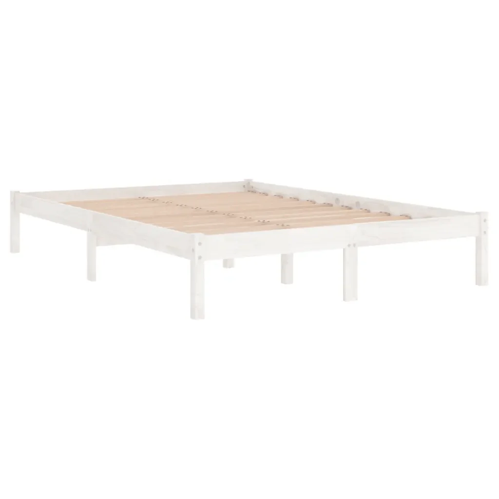 Letto matrimoniale | Letto per adulti | Giroletto Bianco in Legno Massello 135x190 cm Double - Image 3
