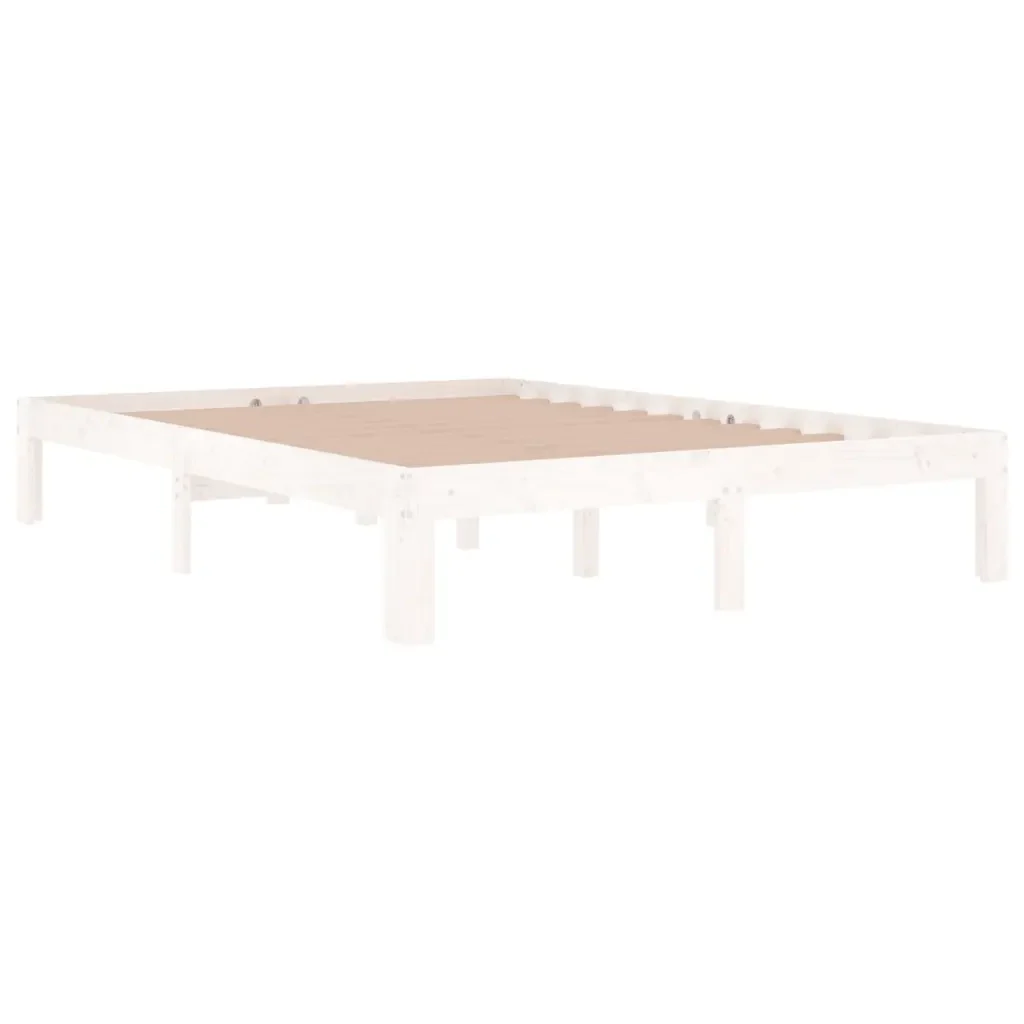 Letto matrimoniale | Letto per adulti | Giroletto Bianco in Legno Massello 135x190 cm Double - Image 4
