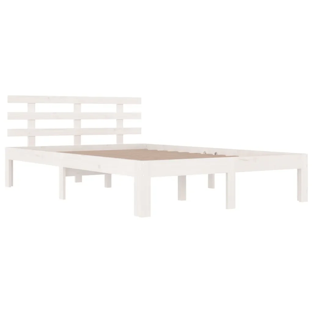 Letto matrimoniale | Letto per adulti | Giroletto Bianco in Legno Massello 135x190 cm Double - Image 4