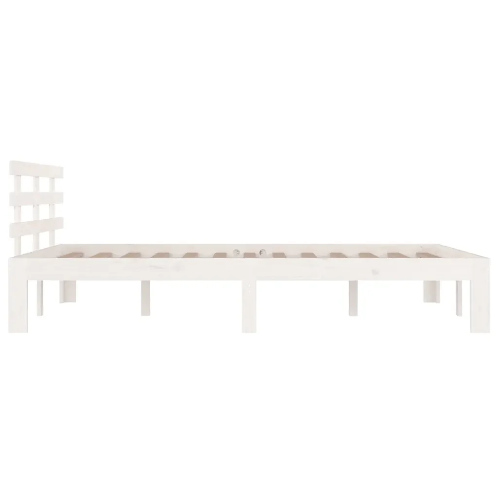 Letto matrimoniale | Letto per adulti | Giroletto Bianco in Legno Massello 135x190 cm Double - Image 5