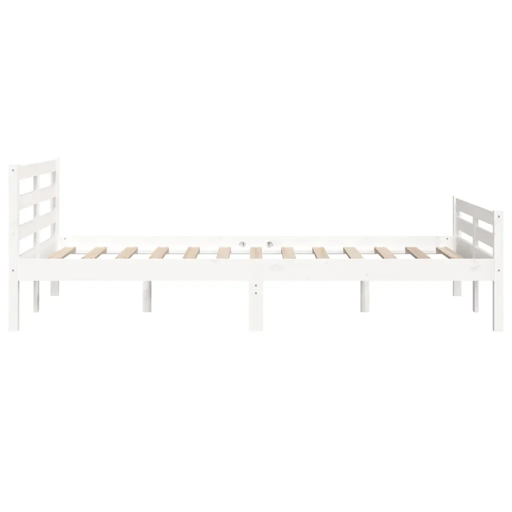 Letto matrimoniale | Letto per adulti | Giroletto Bianco in Legno Massello 135x190 cm Double - Image 6