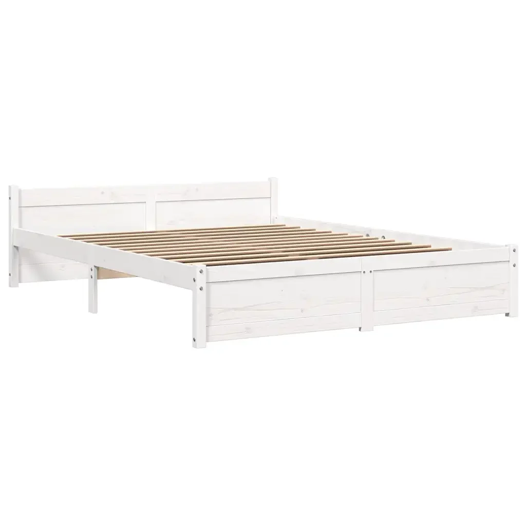 Letto matrimoniale | Letto per adulti | Giroletto Bianco in Legno Massello 135x190 cm Double - Image 3