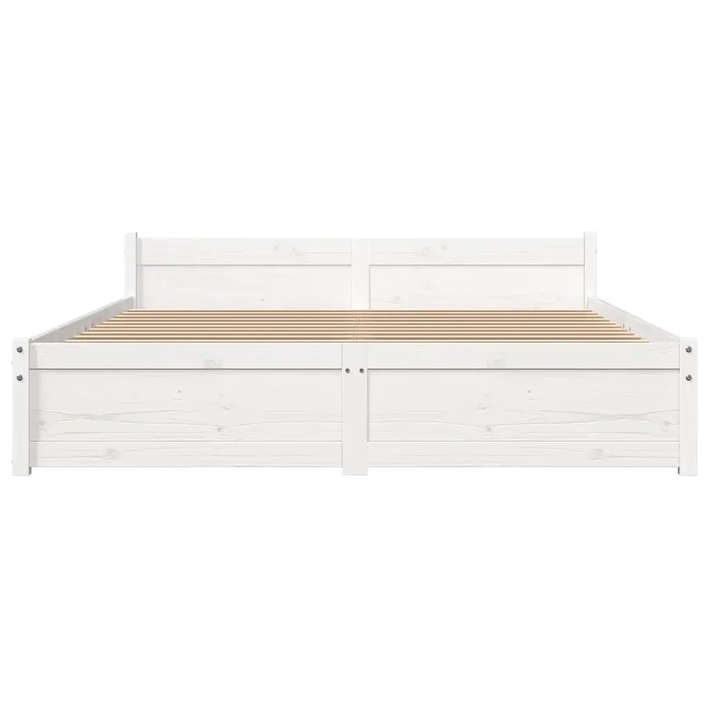Letto matrimoniale | Letto per adulti | Giroletto Bianco in Legno Massello 135x190 cm Double - Image 4