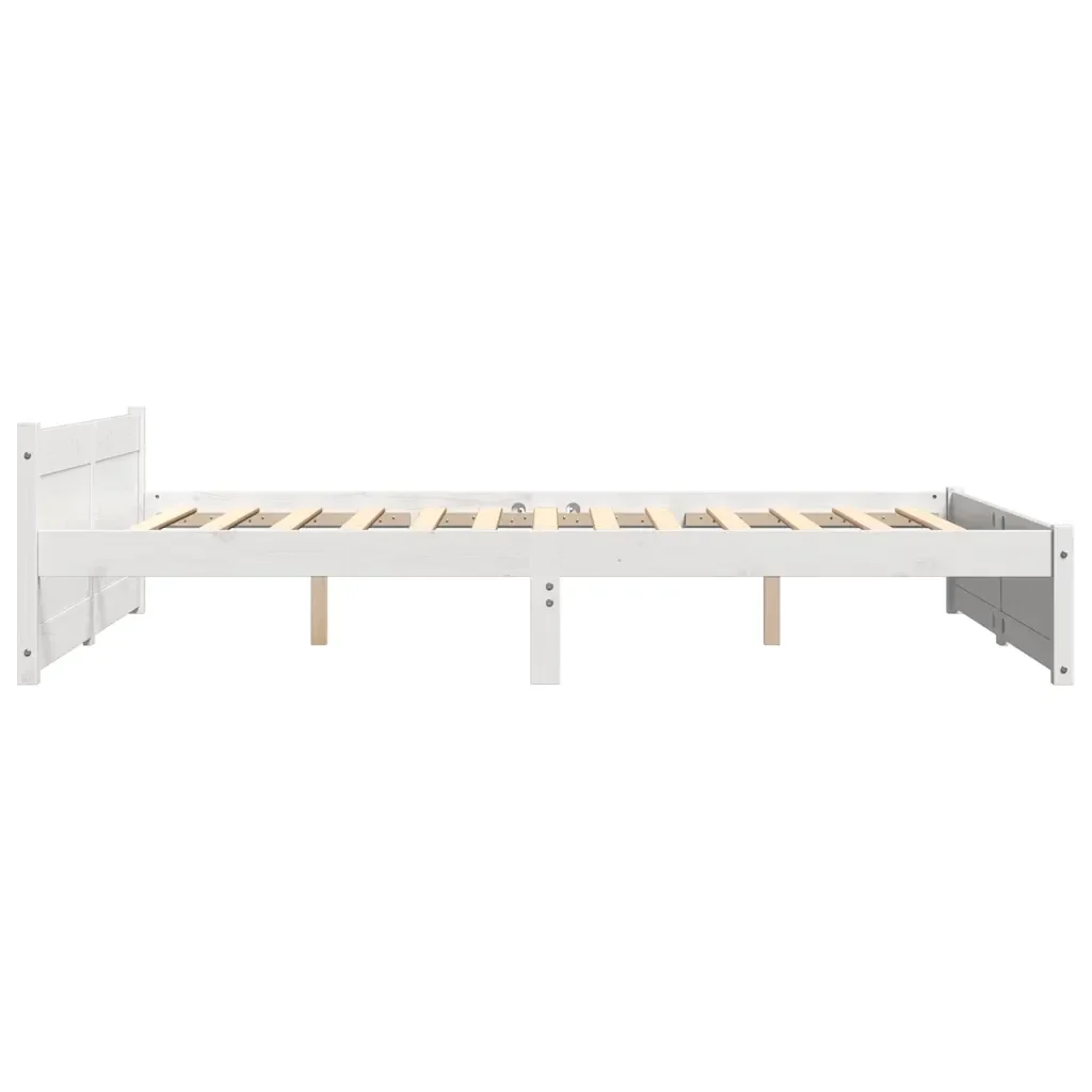 Letto matrimoniale | Letto per adulti | Giroletto Bianco in Legno Massello 135x190 cm Double - Image 5