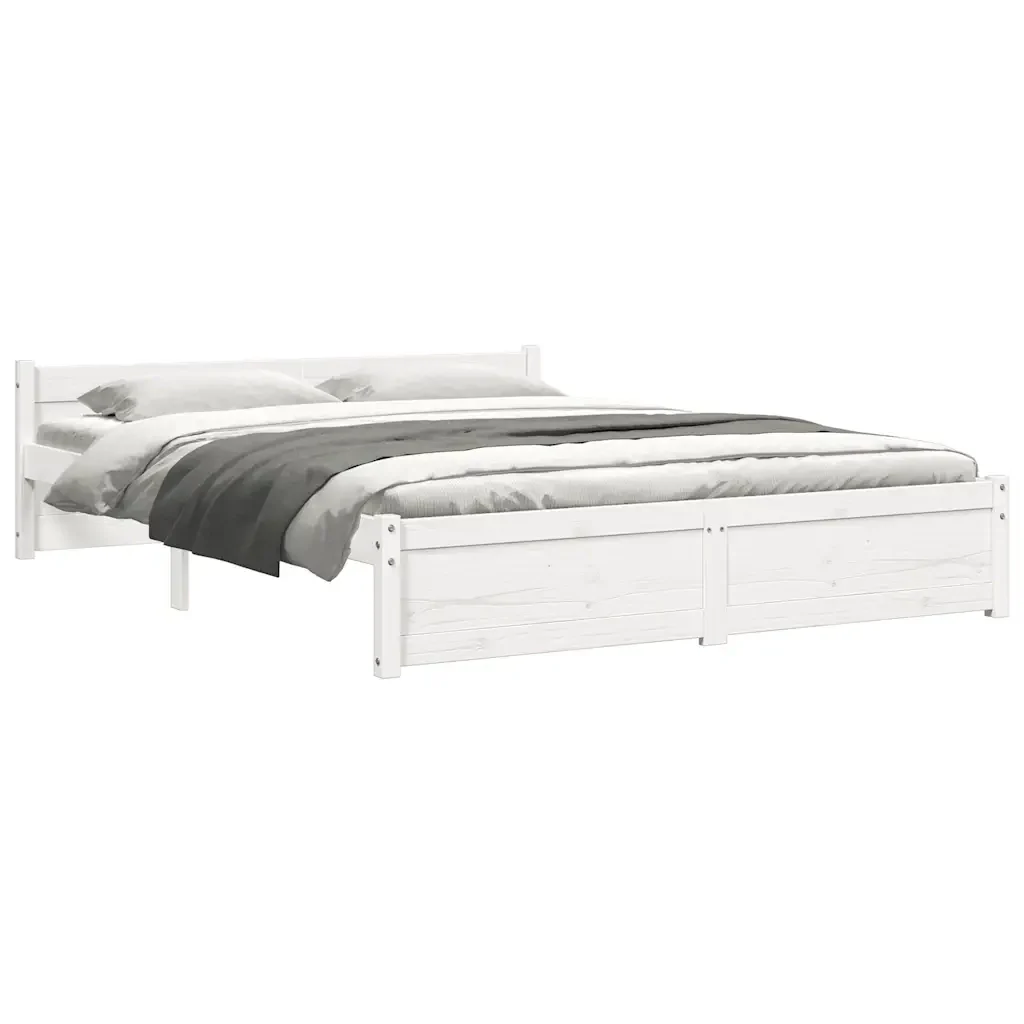 Letto matrimoniale | Letto per adulti | Giroletto Bianco in Legno Massello 135x190 cm Double - Image 7