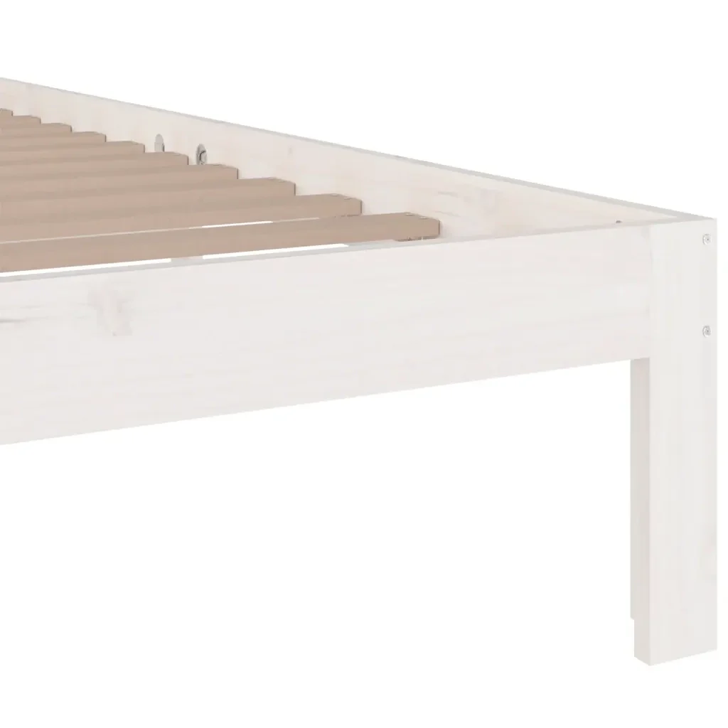 Letto matrimoniale | Letto per adulti | Giroletto Bianco in Legno Massello 140x190 cm - Image 6