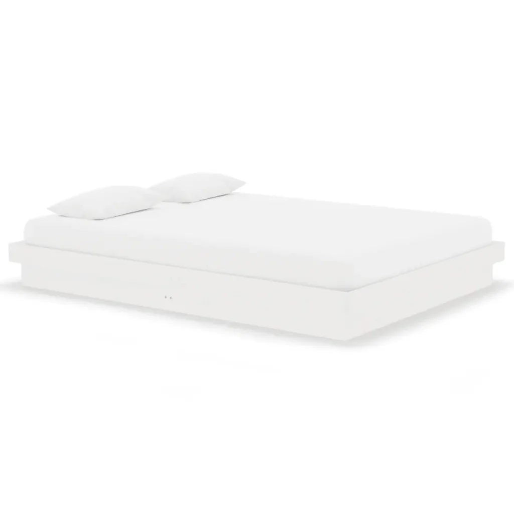 Letto matrimoniale | Letto per adulti | Giroletto Bianco in Legno Massello 140x190 cm