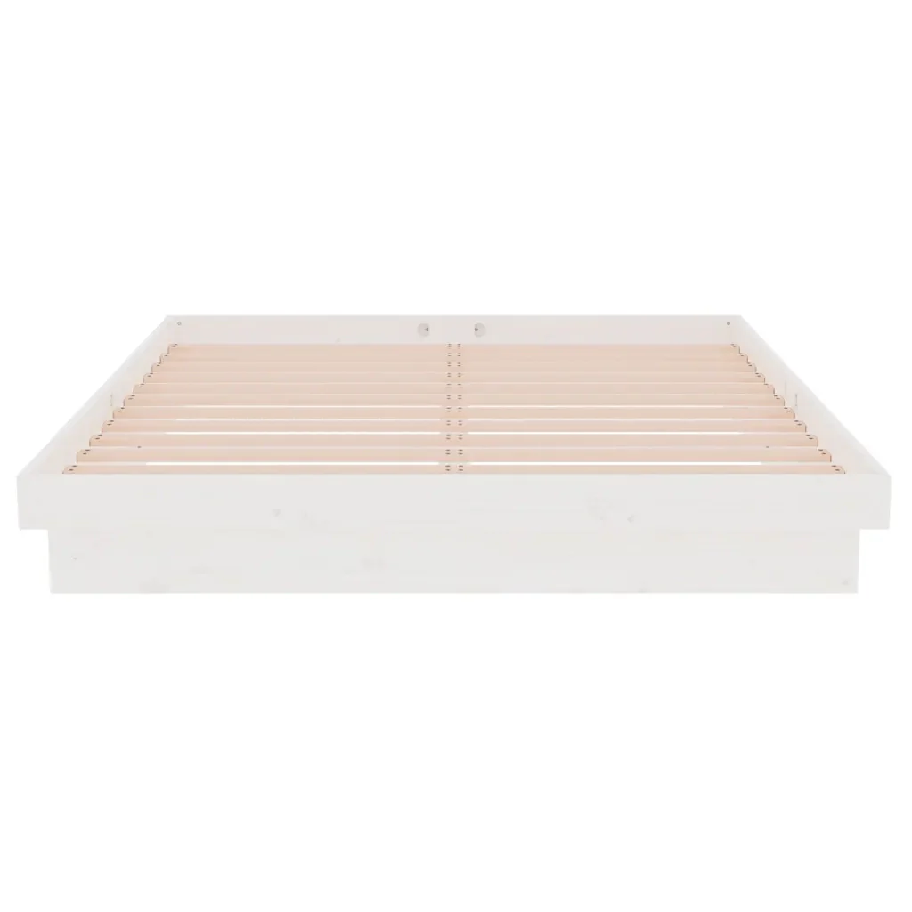 Letto matrimoniale | Letto per adulti | Giroletto Bianco in Legno Massello 140x190 cm - Image 6