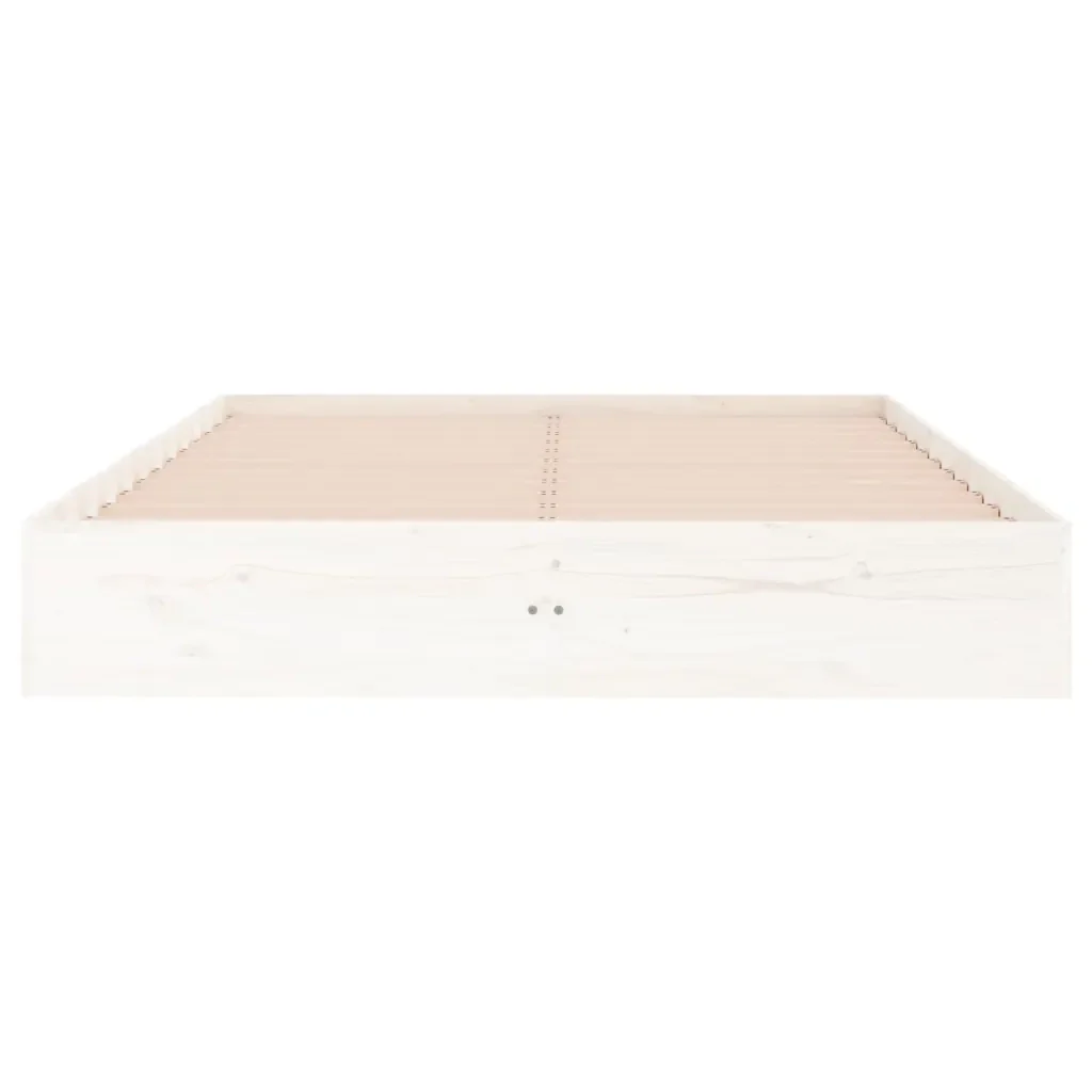 Letto matrimoniale | Letto per adulti | Giroletto Bianco in Legno Massello 140x190 cm - Image 5
