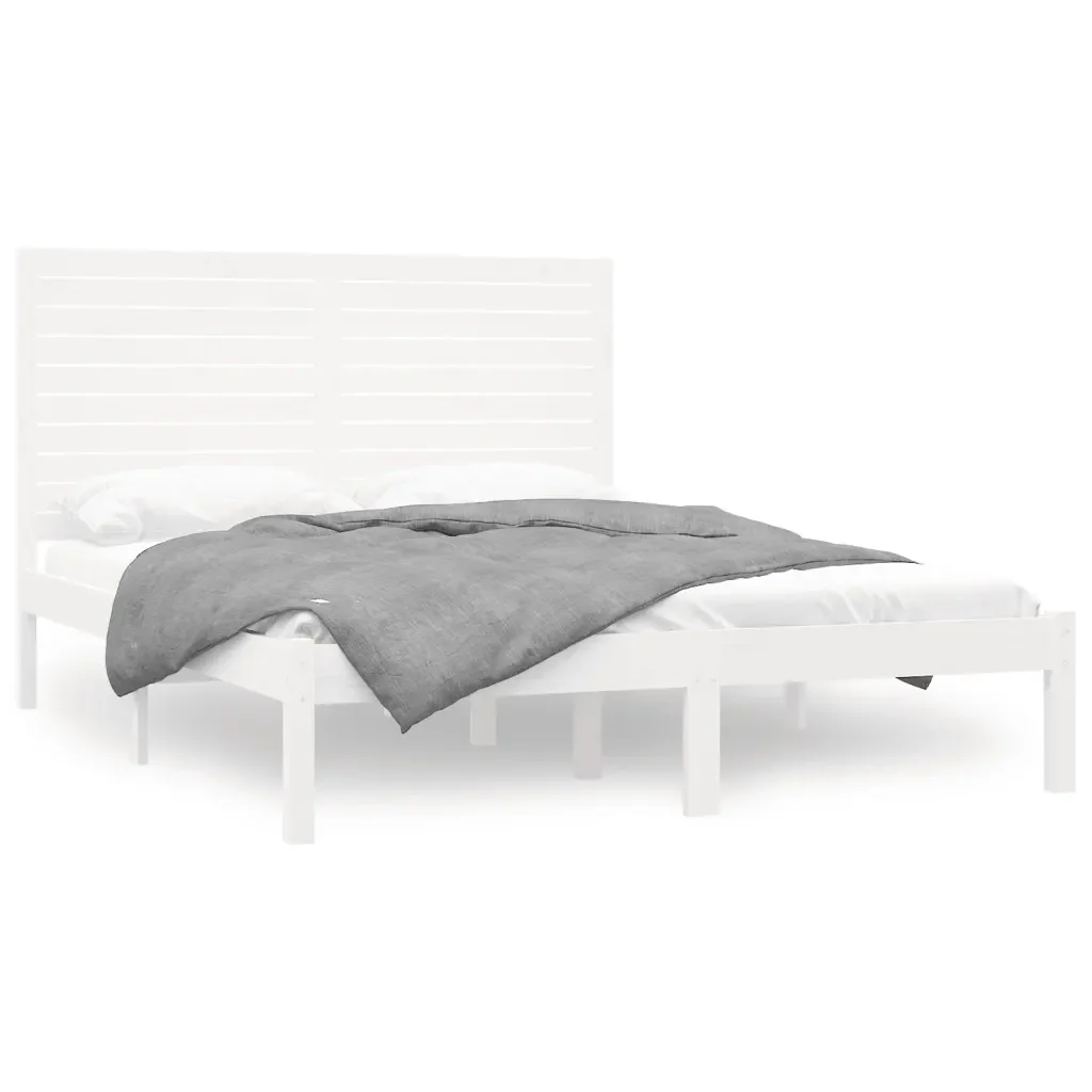 Letto matrimoniale | Letto per adulti | Giroletto Bianco in Legno Massello 140x200 cm