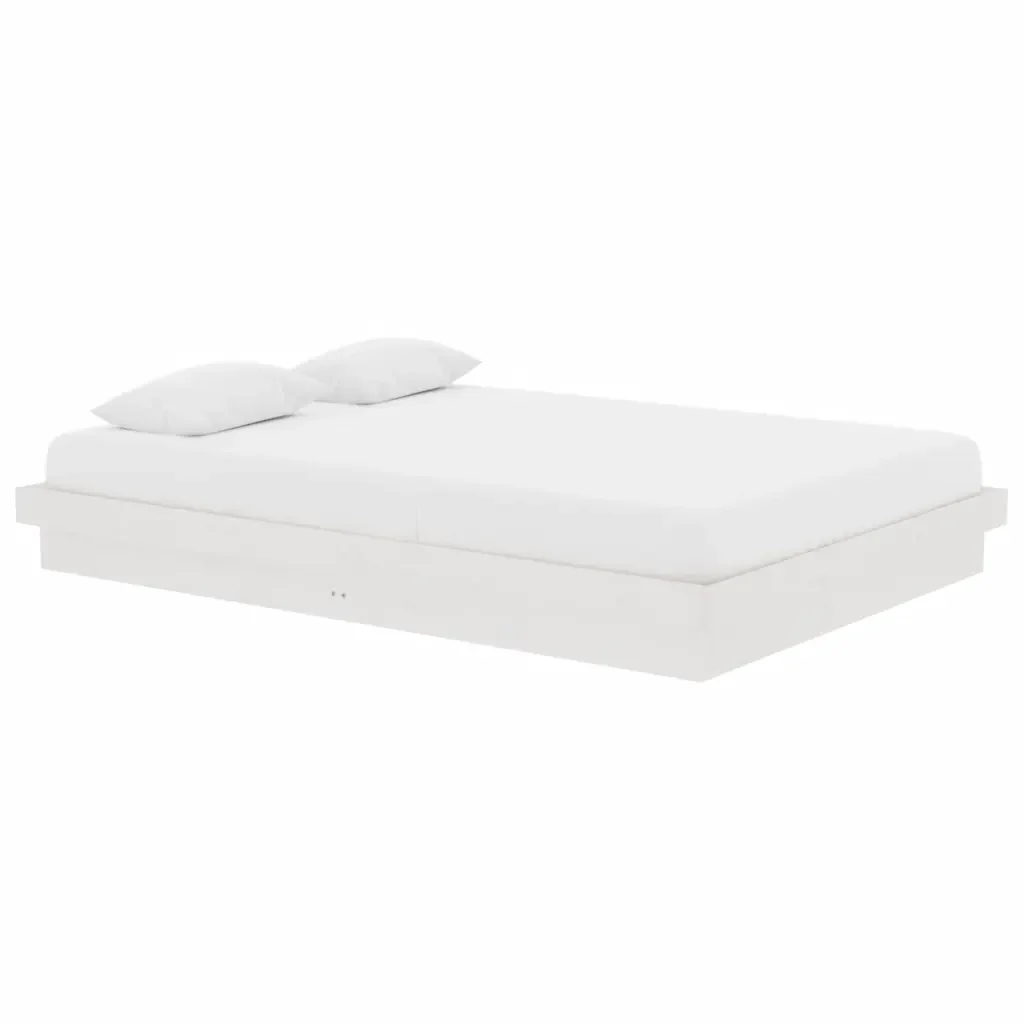 Letto matrimoniale | Letto per adulti | Giroletto Bianco in Legno Massello 140x200 cm - Image 3