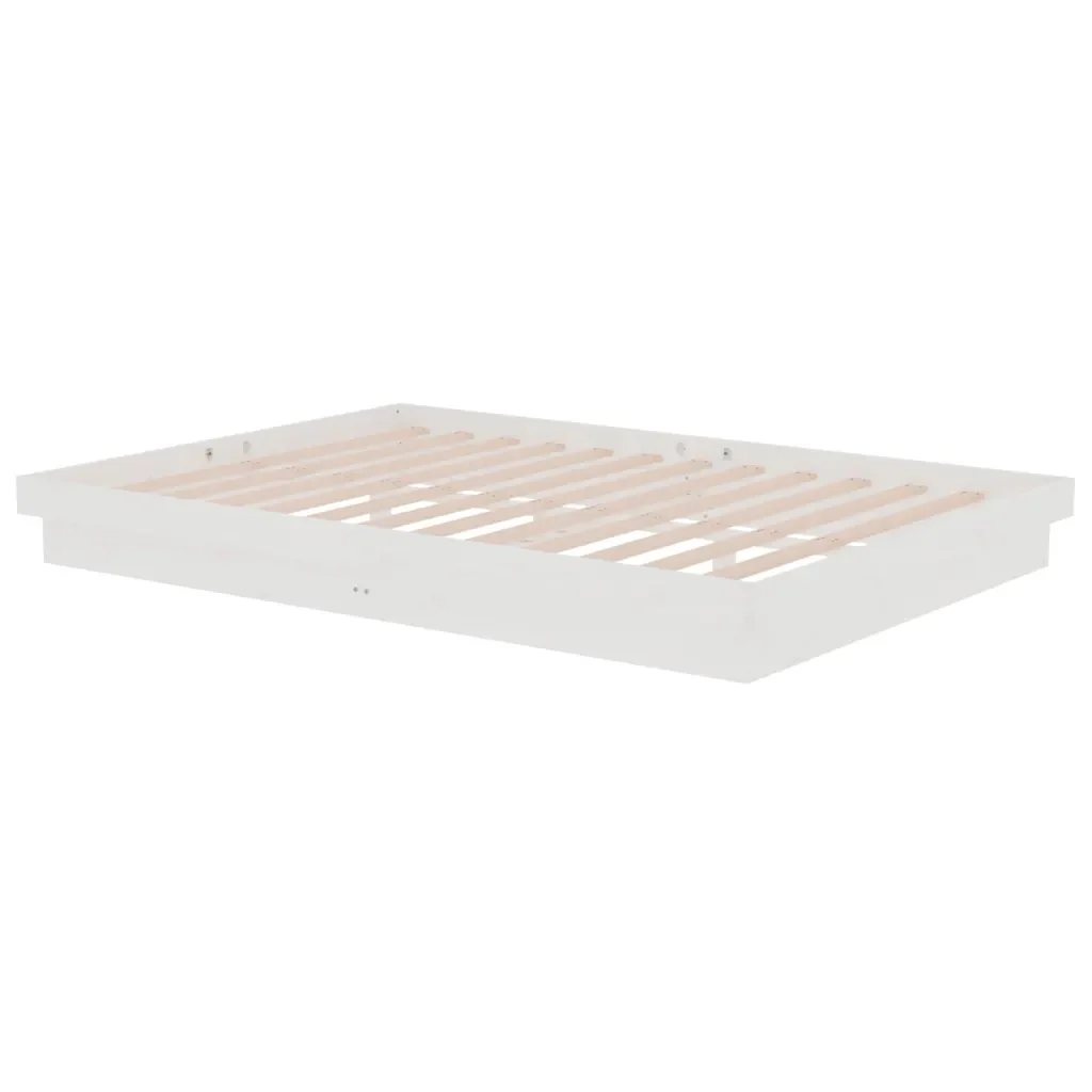 Letto matrimoniale | Letto per adulti | Giroletto Bianco in Legno Massello 140x200 cm - Image 4