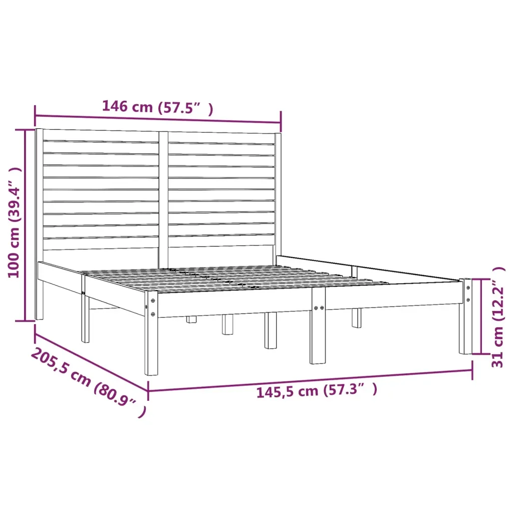 Letto matrimoniale | Letto per adulti | Giroletto Bianco in Legno Massello 140x200 cm - Image 6