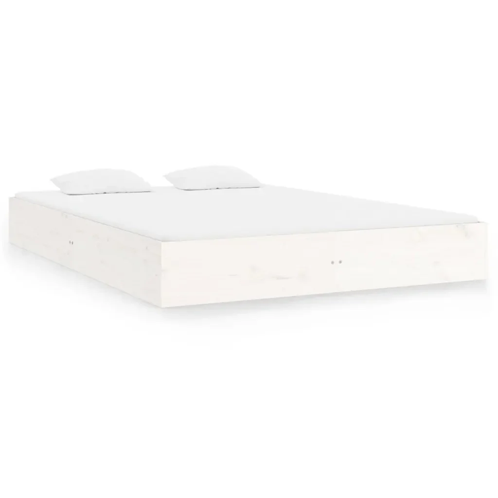Letto matrimoniale | Letto per adulti | Giroletto Bianco in Legno Massello 140x200 cm