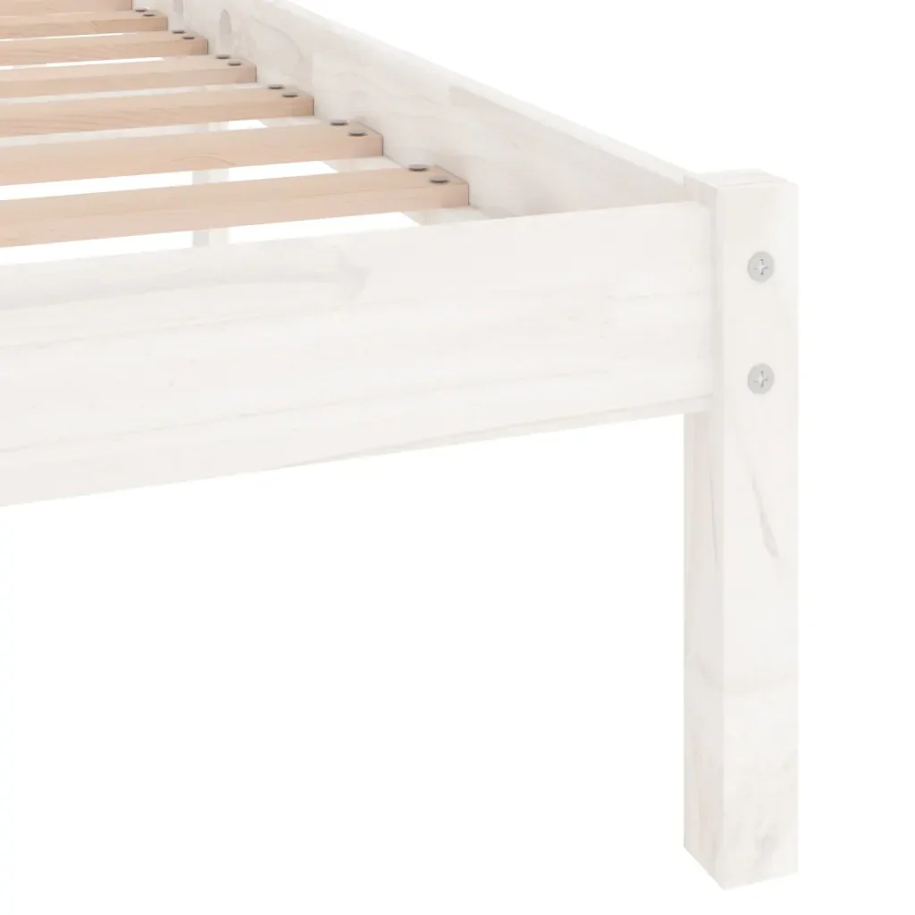 Letto matrimoniale | Letto per adulti | Giroletto Bianco in Legno Massello 150x200 cm King Size - Image 6