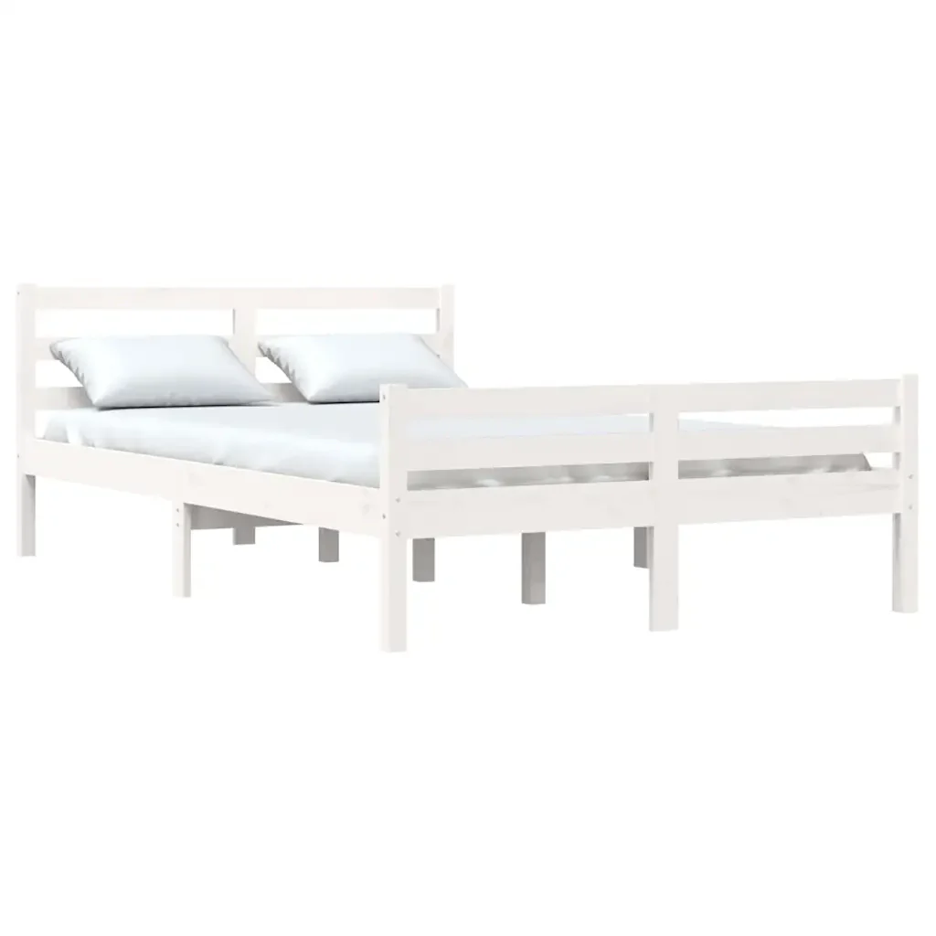 Letto matrimoniale | Letto per adulti | Giroletto Bianco in Legno Massello 150x200 cm King Size - Image 4