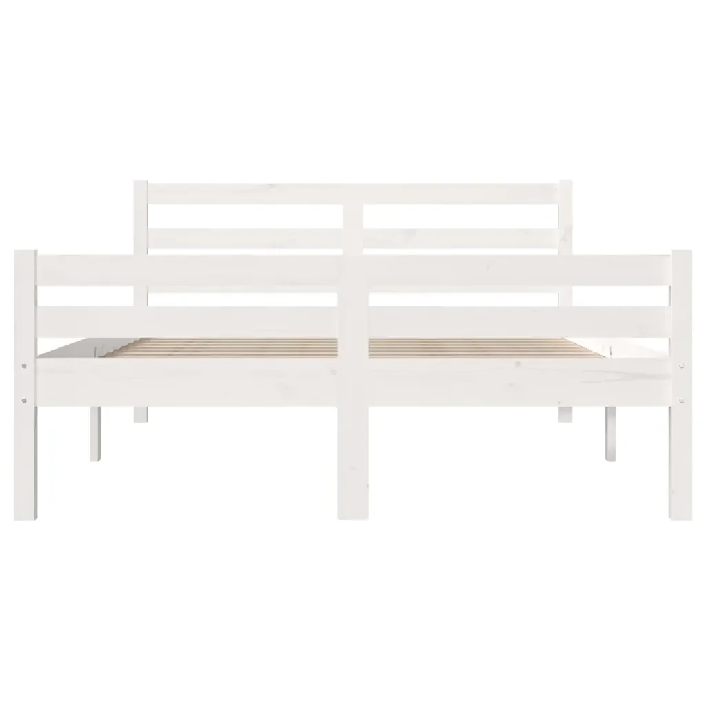 Letto matrimoniale | Letto per adulti | Giroletto Bianco in Legno Massello 150x200 cm King Size - Image 5